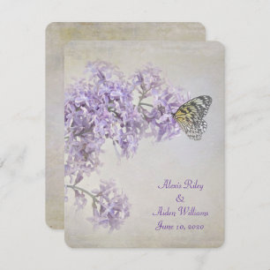 Butterfly on Lilacs wedding invite
