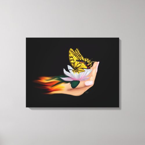 Butterfly on Lotus Bloom Canvas Print