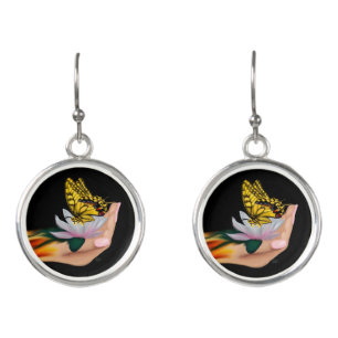 Butterfly on Lotus Bloom Earrings