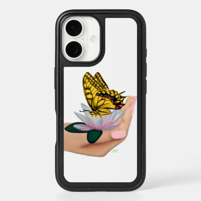 Butterfly on Lotus Bloom Otterbox iPhone Case (Back)