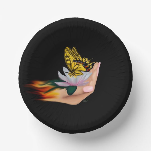 Butterfly on Lotus Bloom Paper Bowls (Front)