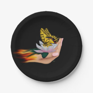 Butterfly on Lotus Bloom Paper Plates