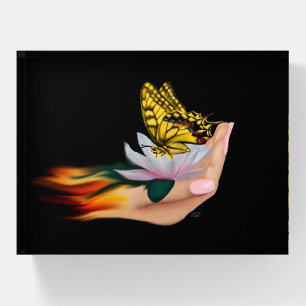 Butterfly on Lotus Bloom Paperweight