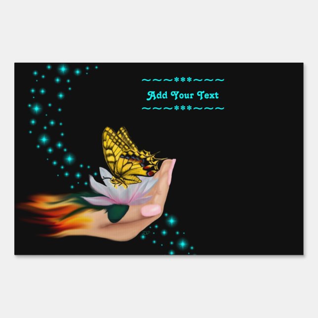 Butterfly on Lotus Bloom Sign (Front)