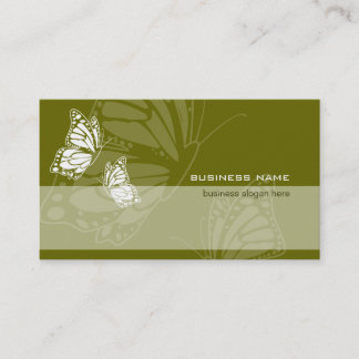 Butterfly on Olive Green Elegant Modern Simple Business Card
