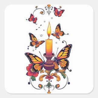 Butterfly on pale black paper square sticker