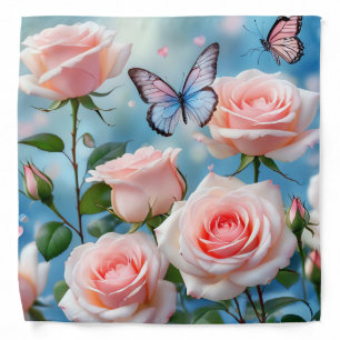 Butterfly On Pink Flower Bandana