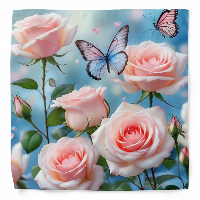 Butterfly On Pink Flower Bandana (Front)