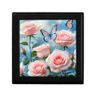 Butterfly On Pink Flower Gift Box