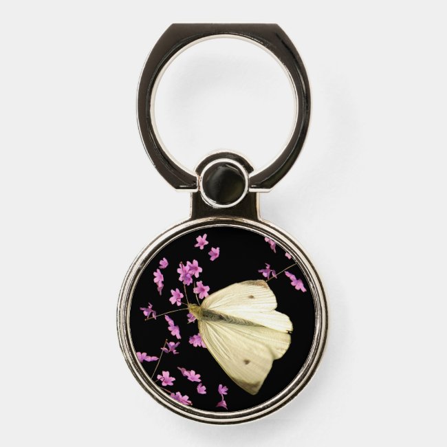 Butterfly on Pink Flowers Phone Ring Grip