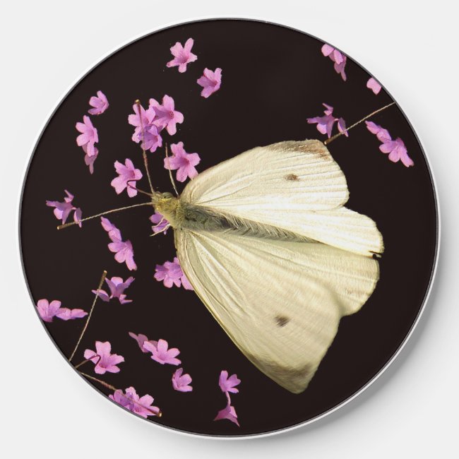 Butterfly on Pink Flowers Wireless Charger