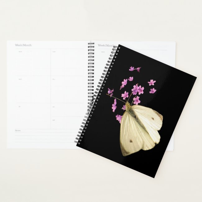 Butterfly on Pink Garden Flowers Floral Planner