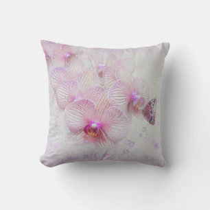 Butterfly on Pink Orchid Throw Pillow