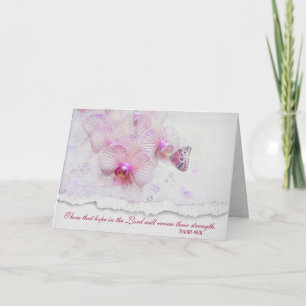 Butterfly On Pink Orchid with Bible Verse Card