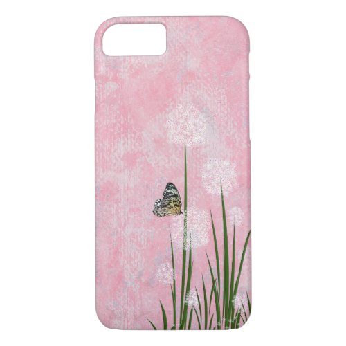 butterfly on puff flower iPhone 87 case