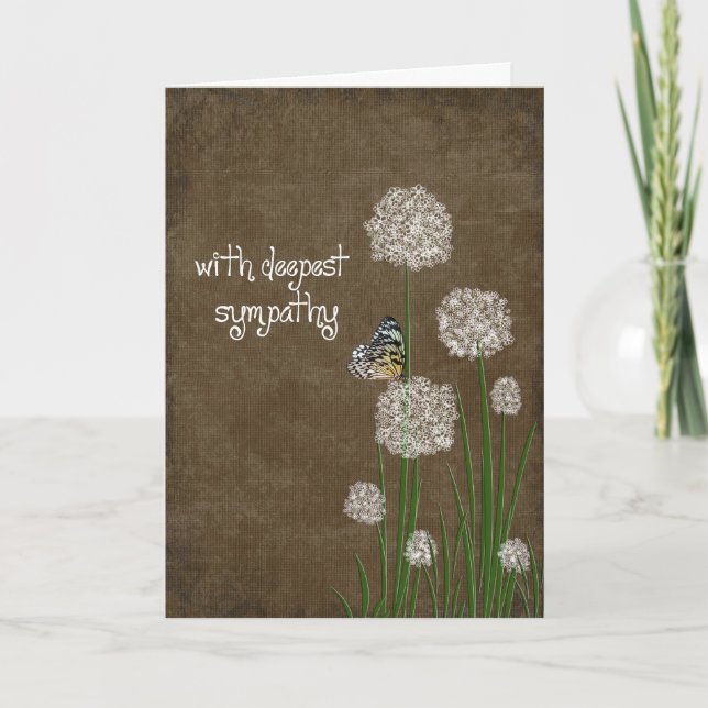Butterfly on Puff flower sympathy Card (Front)