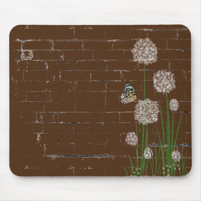 Butterfly on puff wildflower mouse pad (Front)