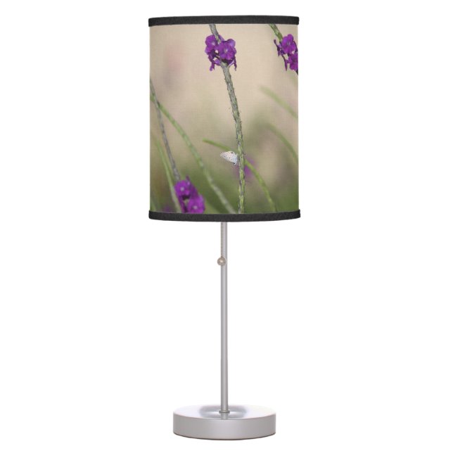 Butterfly On Purple Wildflowers Lamp (Front)