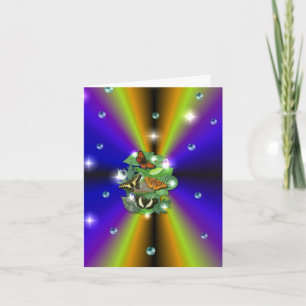 Butterfly on purple yellow Rainbow Card