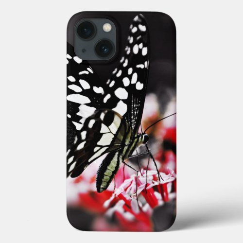 Butterfly on Red Flower iPhone 13 Case