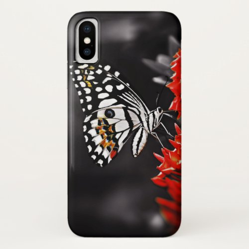 Butterfly on Red Flowers iPhone X Case