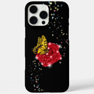 Butterfly on red Rose with Stars and Raindrops iPhone 16 Pro Max Case