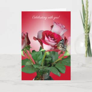 butterfly on rose bouquet card