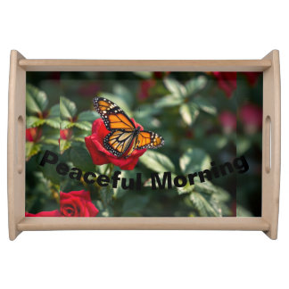 Butterfly on Rose Wooden Serving Tray | Nature Ins