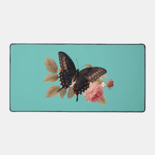 Butterfly On Roses Desk Mat