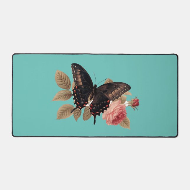 Butterfly On Roses Desk Mat (Front)