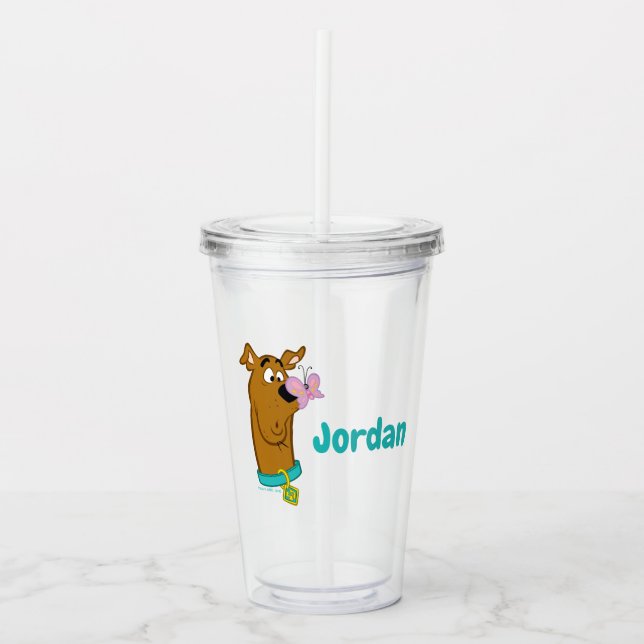 Butterfly On Scooby-Doo's Nose Acrylic Tumbler (Front)