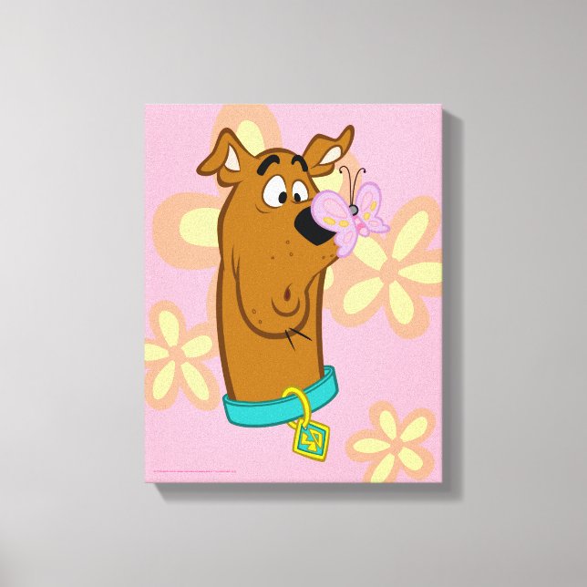Butterfly On Scooby-Doo's Nose Canvas Print (Front)