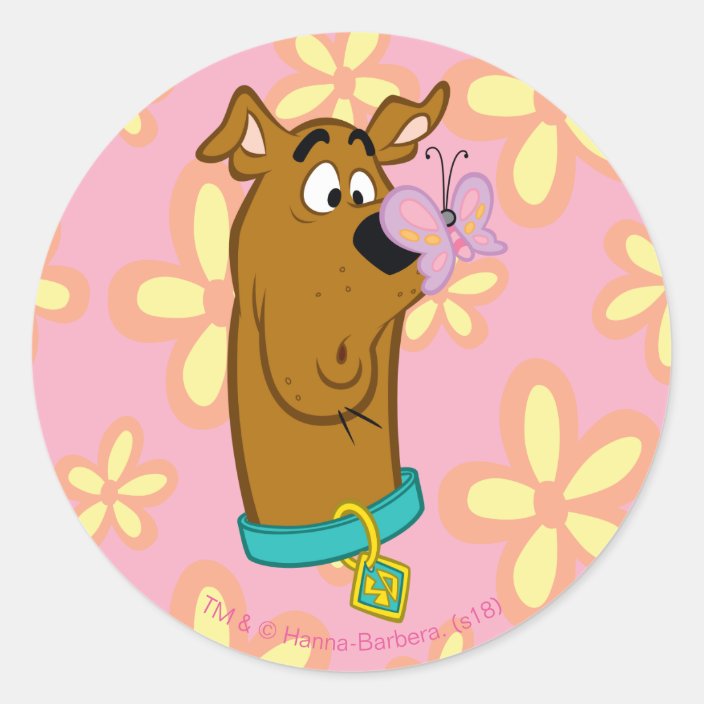 Butterfly On Scooby-Doo's Nose Classic Round Sticker | Zazzle.com