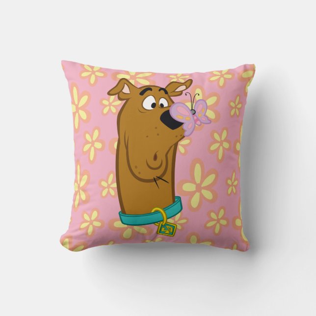 Butterfly On Scooby-Doo's Nose Throw Pillow (Front)