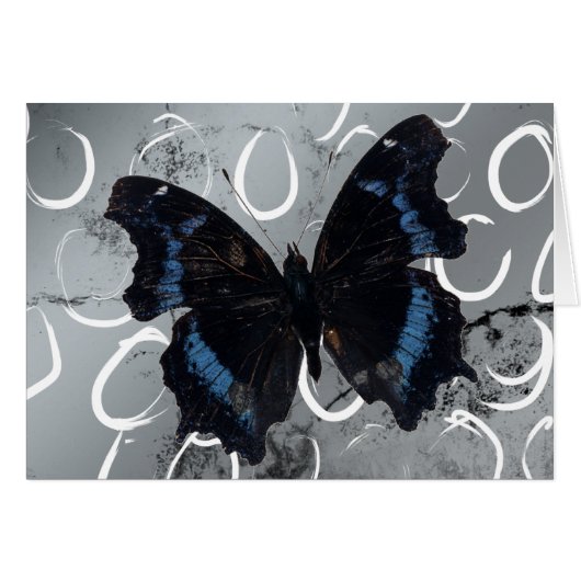 Butterfly on Silver ground w/ Circles Blank Inside Cards (Front Horizontal)
