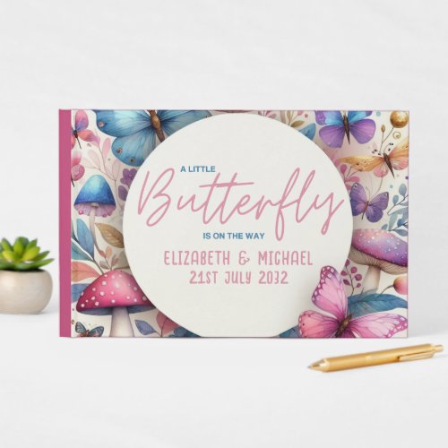 BUTTERFLY on the WAY Baby Girl Shower Guest Book