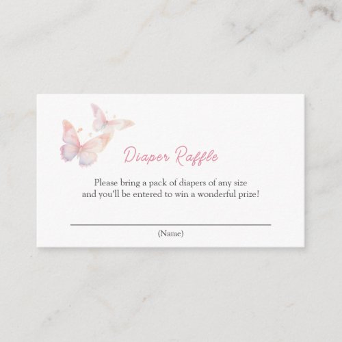 Butterfly on the Way Baby Shower Diaper Raffle Enclosure Card