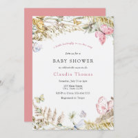 Butterfly on the Way Bohemian Baby Shower Invitation