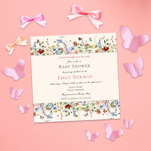 Butterfly on the Way Bohemian Baby Shower Invitation