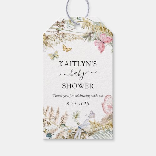 Butterfly on the Way Boho Baby Shower Gift Tags