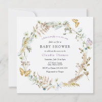 Butterfly on the Way Boho Baby Shower Invitation