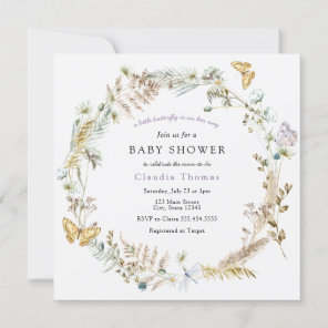 Butterfly on the Way Boho Baby Shower Invitation