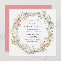 Butterfly on the Way Boho Baby Shower Invitation