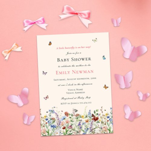 Butterfly on the Way  Boho Baby Shower Invitation