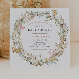 Butterfly on the Way Boho Baby Shower Invitation