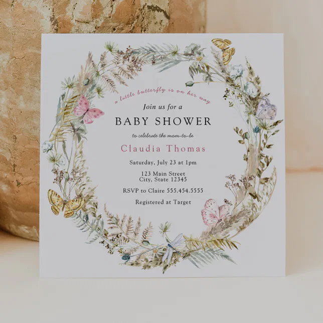 Butterfly on the Way Boho Baby Shower Invitation | Zazzle