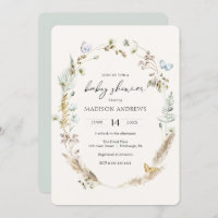 Butterfly on the Way Boho Baby Shower Invitation