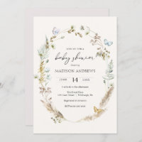 Butterfly on the Way Boho Baby Shower Invitation