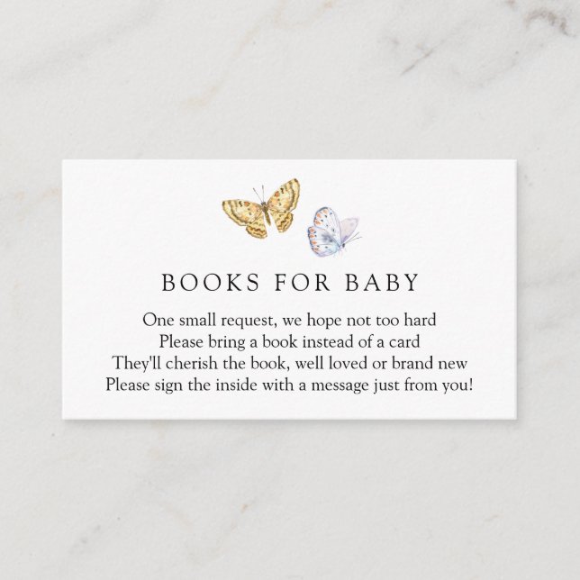 Butterfly on the Way Boho Books for Baby Enclosure Card (Front)