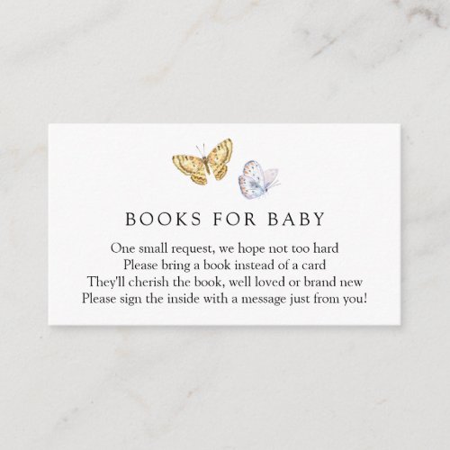Butterfly on the Way Boho Books for Baby Enclosure Card